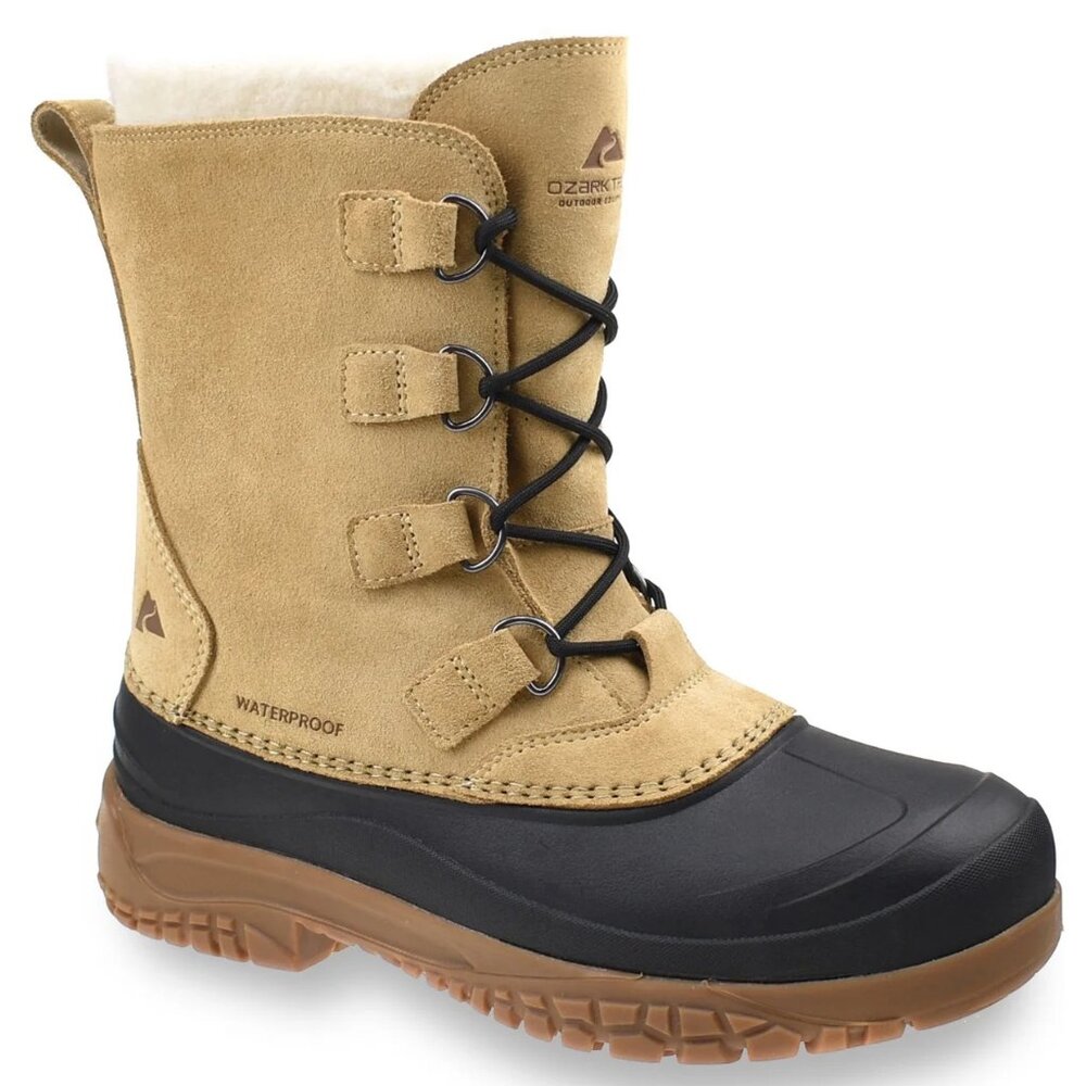 New Men's Ozark Trail Waterproof 400g Leather Snow Boots
